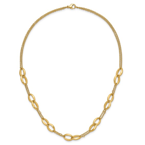 Leslie's 14K Polished and Brushed 2-Strand Navette Link Necklace