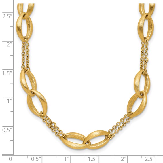 Leslie's 14K Polished and Brushed 2-Strand Navette Link Necklace