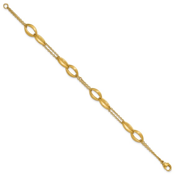 Leslie's 14K Polished and Brushed 2-Strand Navette Link Bracelet