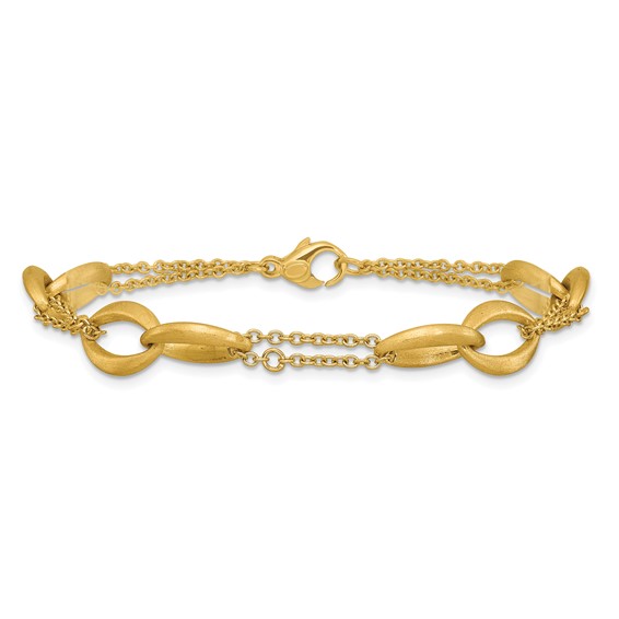 Leslie's 14K Polished and Brushed 2-Strand Navette Link Bracelet