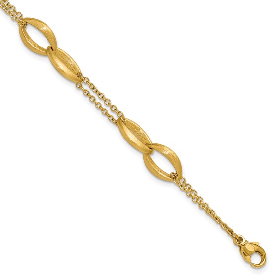 Leslie's 14K Polished and Brushed 2-Strand Navette Link Bracelet