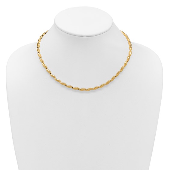 Leslie's 14K Polished and Satin 4.2mm Fancy Link Necklace