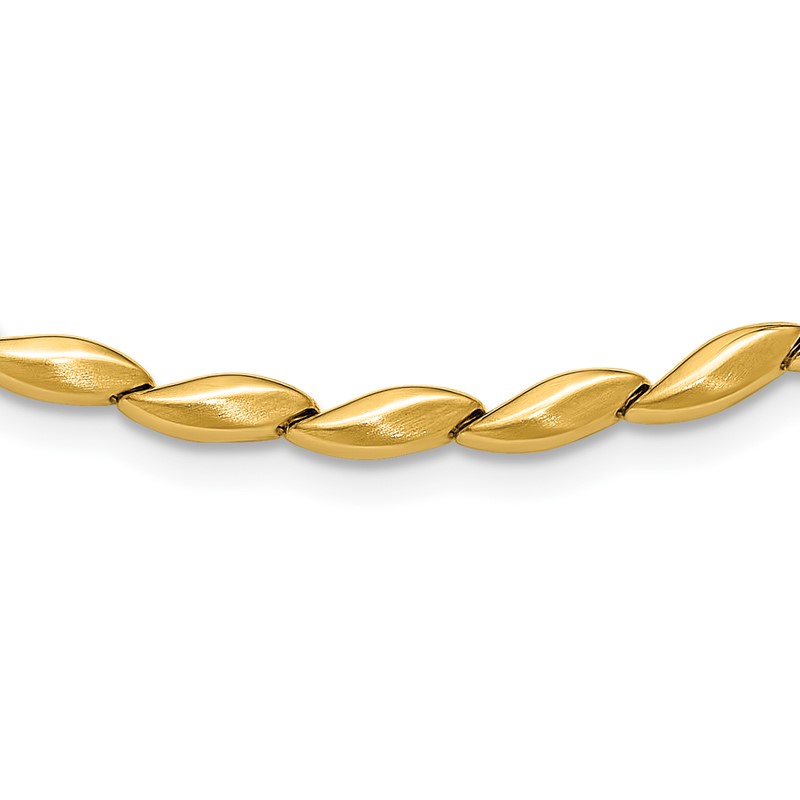 14K Polished and Satin 4.2mm Fancy Link Necklace