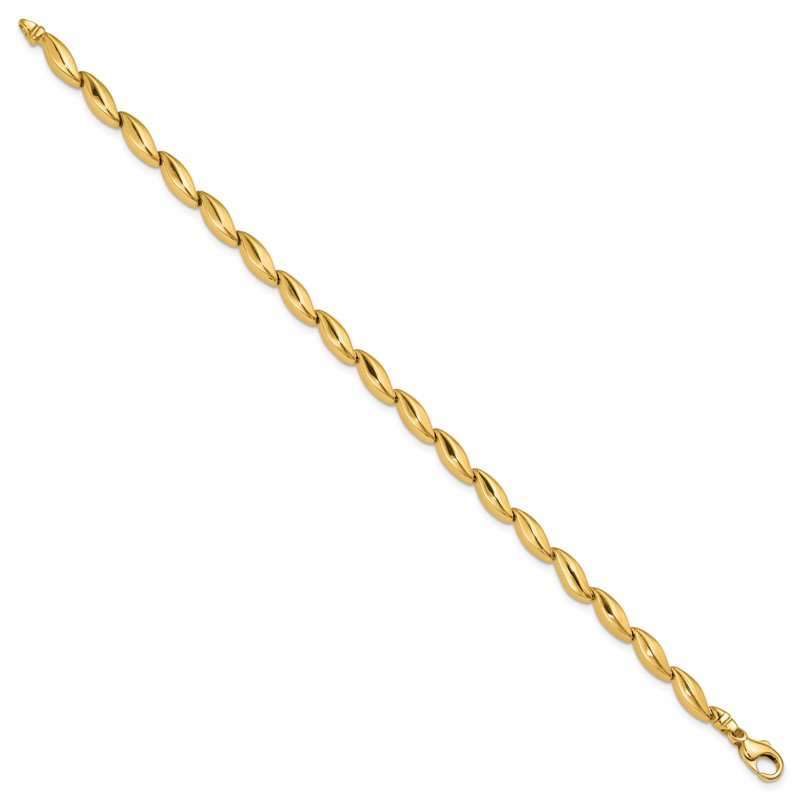 14K Polished and Satin 4.2mm Fancy Link Bracelet