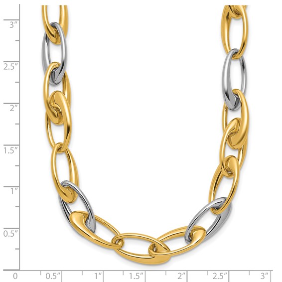 Leslie's 14K Two-tone Polished Tapered Oval Link Necklace