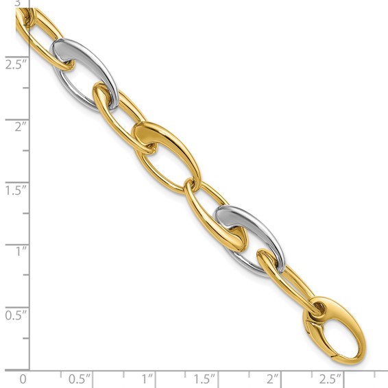 Leslie's 14K Two-tone Polished Tapered Oval Link Bracelet