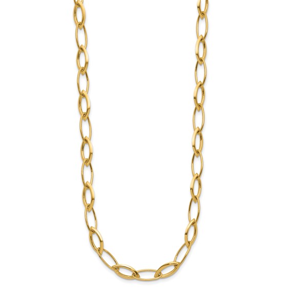 Leslie's 14K Polished Fancy Oval and Navette Link Necklace