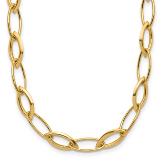 Leslie's 14K Polished Fancy Oval and Navette Link Necklace