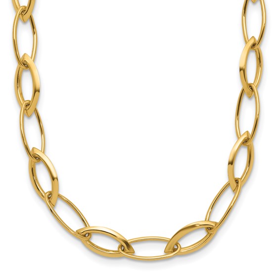 Leslie's 14K Polished Fancy Oval and Navette Link Necklace