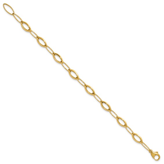 Leslie's 14K Polished Fancy Oval and Navette Link Bracelet