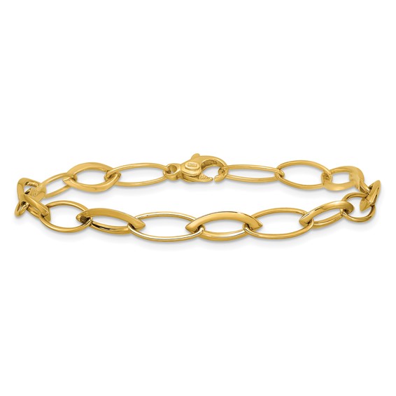 Leslie's 14K Polished Fancy Oval and Navette Link Bracelet