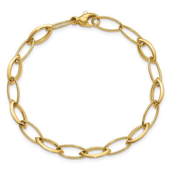 Leslie's 14K Polished Fancy Oval and Navette Link Bracelet