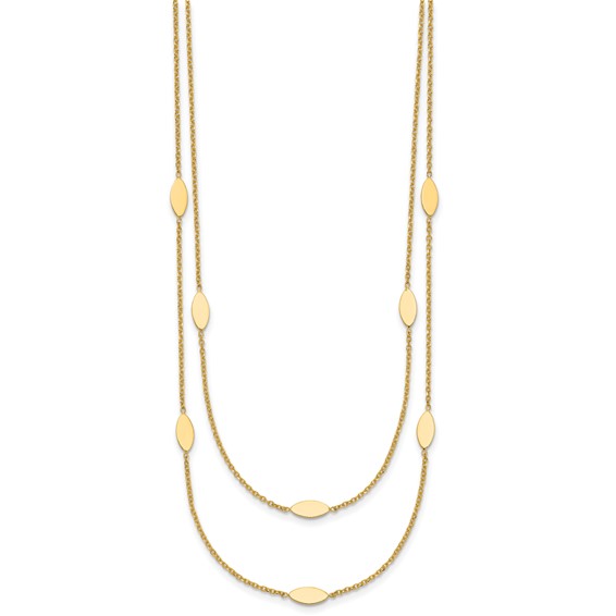 Leslie's 14K Polished Fancy 2-Strand Navette w/ 2in Ext. Necklace