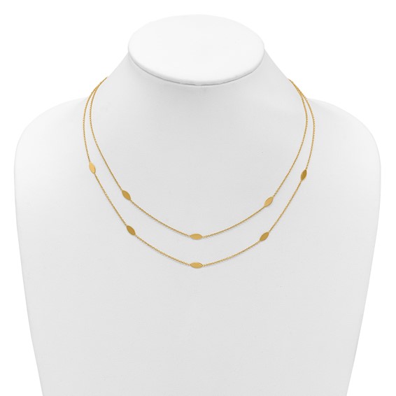 Leslie's 14K Polished Fancy 2-Strand Navette w/ 2in Ext. Necklace