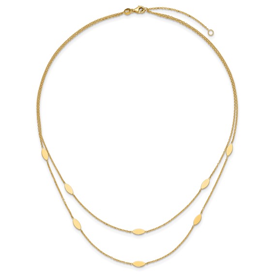 Leslie's 14K Polished Fancy 2-Strand Navette w/ 2in Ext. Necklace