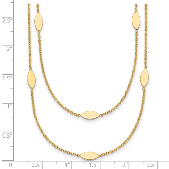 Leslie's 14K Polished Fancy 2-Strand Navette w/ 2in Ext. Necklace