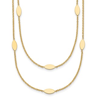 Leslie's 14K Polished Fancy 2-Strand Navette w/ 2in Ext. Necklace