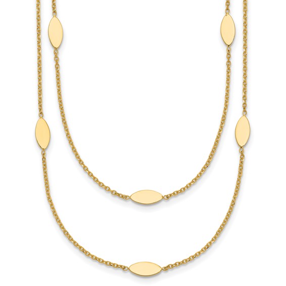 Leslie's 14K Polished Fancy 2-Strand Navette w/ 2in Ext. Necklace