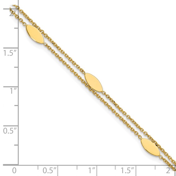 Leslie's 14K Polished Fancy 2-Strand Navette w/ .5in Ext. Bracelet