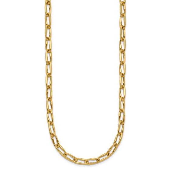 Leslie's 14K Polished Fancy Wavy Elongated Oval Link Necklace