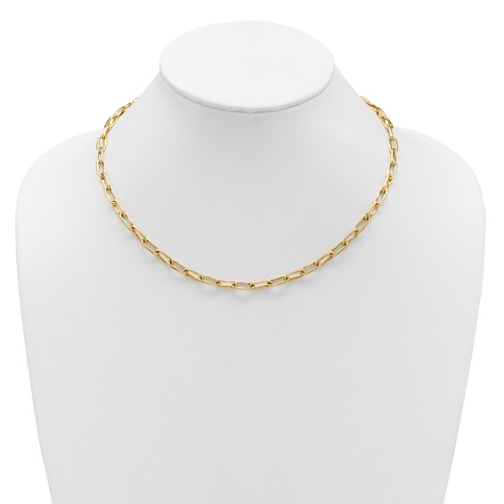 Leslie's 14K Polished Fancy Wavy Elongated Oval Link Necklace