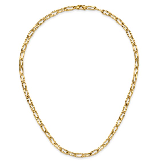 Leslie's 14K Polished Fancy Wavy Elongated Oval Link Necklace