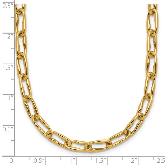 Leslie's 14K Polished Fancy Wavy Elongated Oval Link Necklace