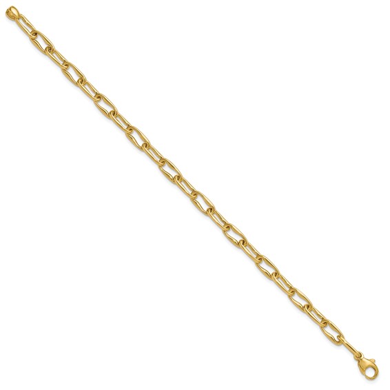 Leslie's 14K Polished Fancy Wavy Elongated Oval Link Bracelet