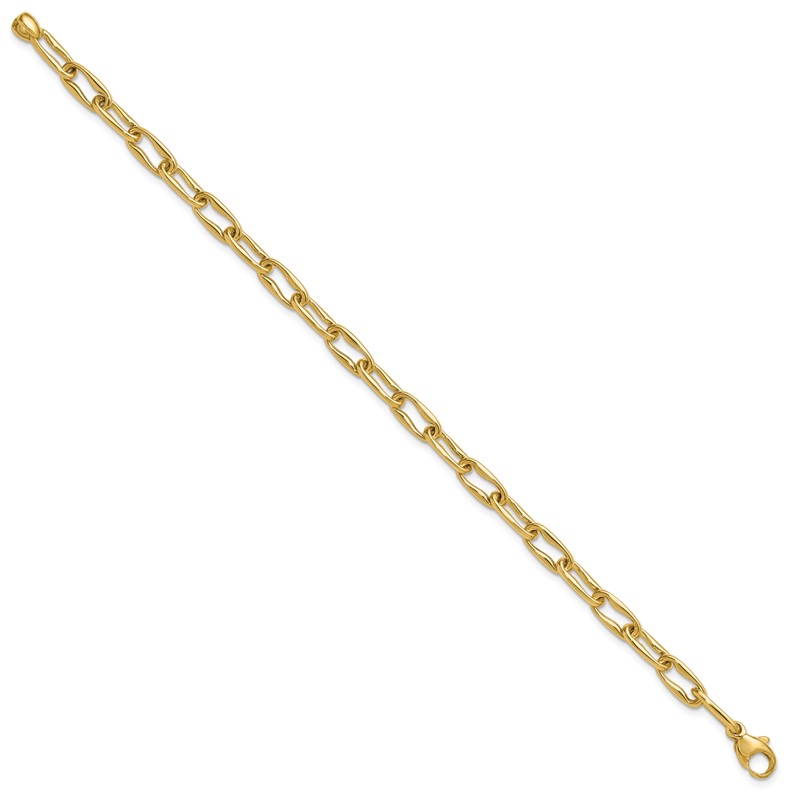 14K Polished Fancy Wavy Elongated Oval Link Bracelet