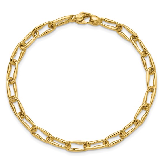 Leslie's 14K Polished Fancy Wavy Elongated Oval Link Bracelet