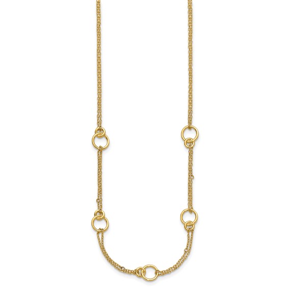 Leslie's 14K Polished 2-Strand Double Circle w/ 2in Ext. Necklace