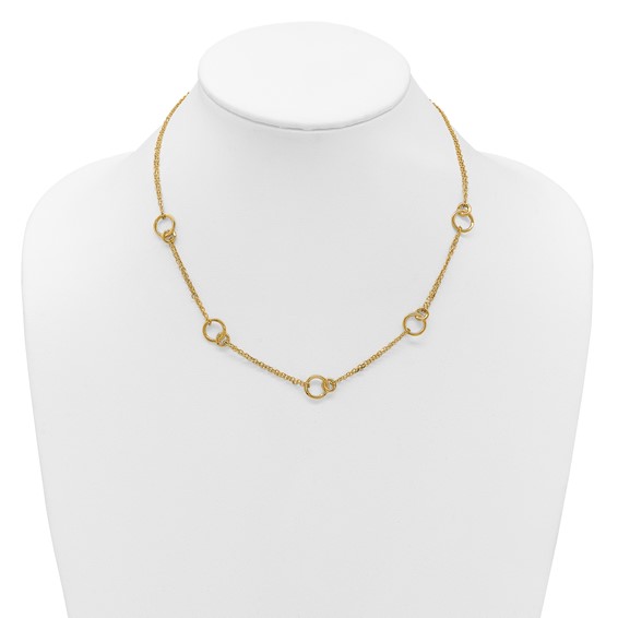 Leslie's 14K Polished 2-Strand Double Circle w/ 2in Ext. Necklace