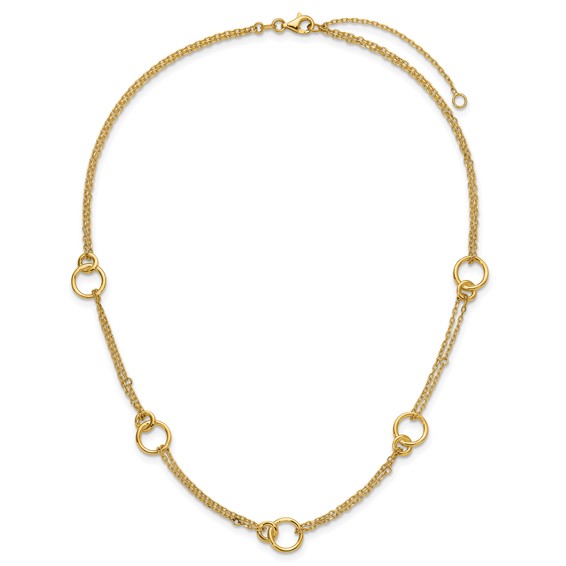 Leslie's 14K Polished 2-Strand Double Circle w/ 2in Ext. Necklace