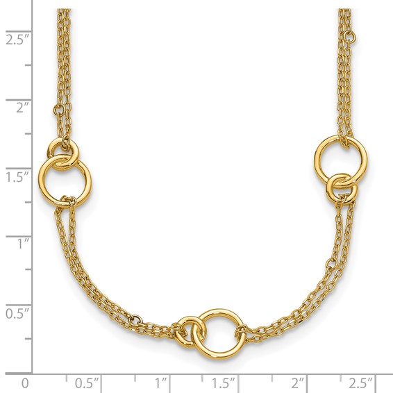 Leslie's 14K Polished 2-Strand Double Circle w/ 2in Ext. Necklace