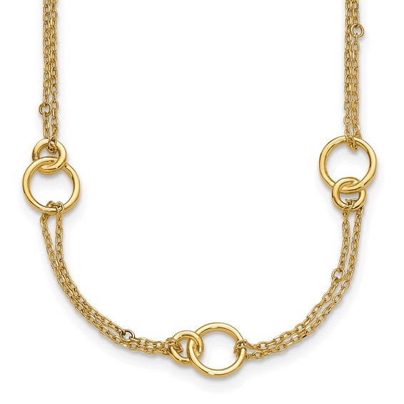 Leslie's 14K Polished 2-Strand Double Circle w/ 2in Ext. Necklace