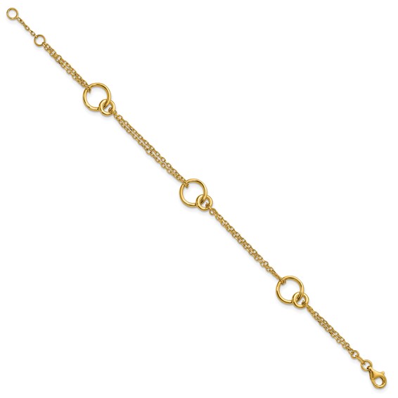 Leslie's 14K Polished 2-Strand Double Circle w/ .5in Ext. Bracelet