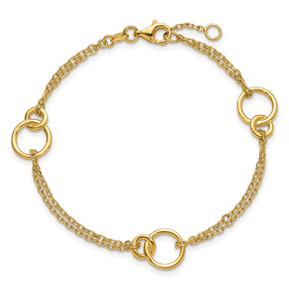 Leslie's 14K Polished 2-Strand Double Circle w/ .5in Ext. Bracelet