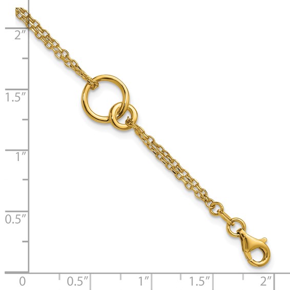 Leslie's 14K Polished 2-Strand Double Circle w/ .5in Ext. Bracelet