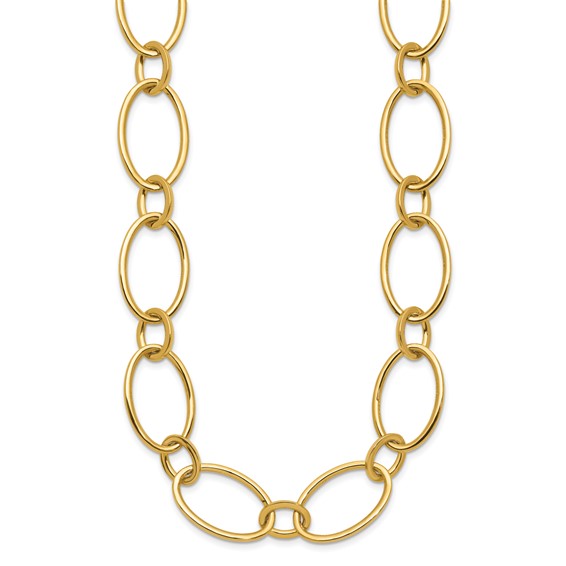 Leslie's 14K Polished Fancy Mixed Oval Link Necklace