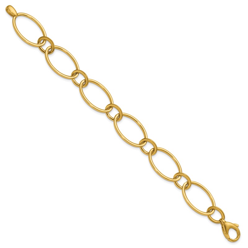 14K Polished Fancy Mixed Oval Link Bracelet