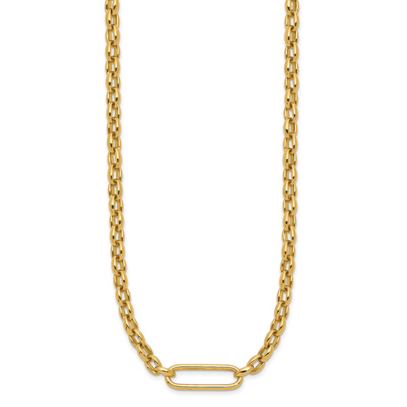 14K Polished Fancy Elongated Oval Link Necklace