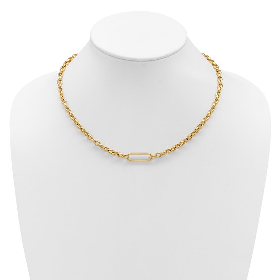 Leslie's 14K Polished Fancy Elongated Oval Link Necklace
