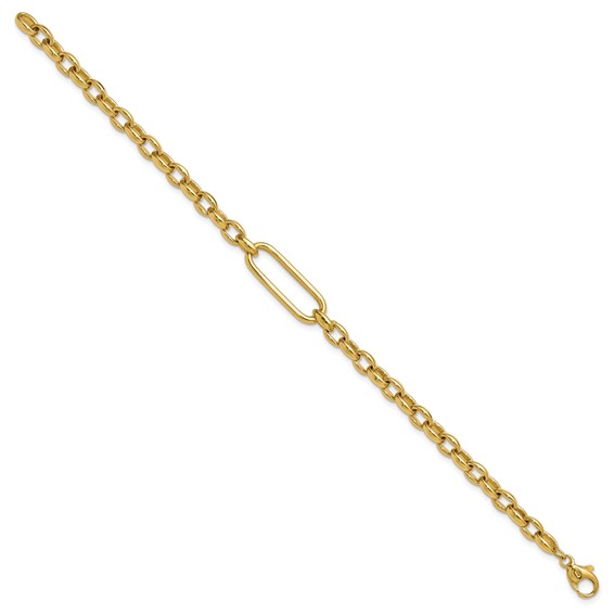 Leslie's 14K Polished Fancy Elongated Oval Link Bracelet