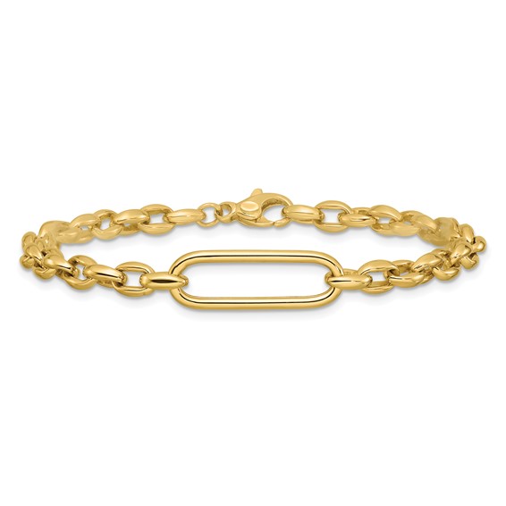 Leslie's 14K Polished Fancy Elongated Oval Link Bracelet