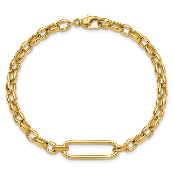Leslie's 14K Polished Fancy Elongated Oval Link Bracelet