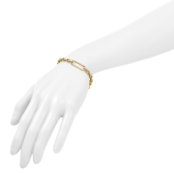 Leslie's 14K Polished Fancy Elongated Oval Link Bracelet