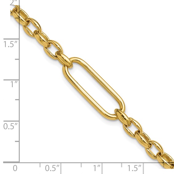 Leslie's 14K Polished Fancy Elongated Oval Link Bracelet