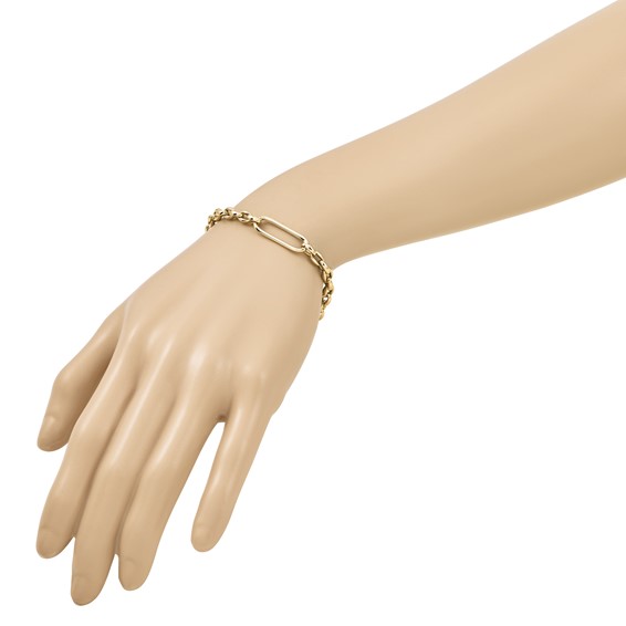 Leslie's 14K Polished Fancy Elongated Oval Link Bracelet