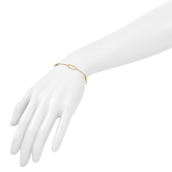 Leslie's 14K Polished Elongated Oval and Bar w/.5in Ext. Bracelet