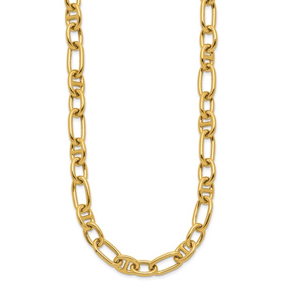 Leslie's 14K Polished Mixed Oval and Anchor Link Necklace